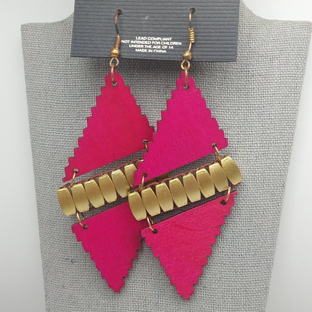 Pink Geometric Earrings